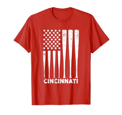Cincinnati Flag Vintage Baseball Gift for Men Women Kids T-Shirt