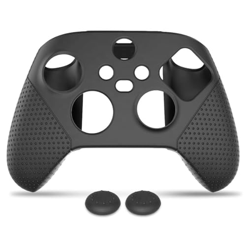 Image of TMG Silicone Cover Case for Xbox Series X /S Controller, Rubber Skin Protector for Xbox Series X /S Controller with Matching Thumb Grips (Black)