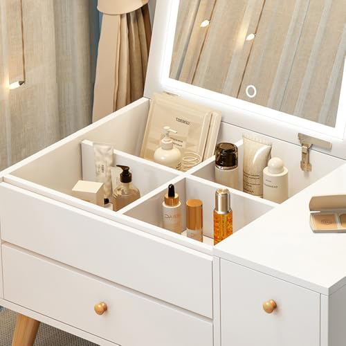 Tocador con espejo y almacenamiento mueble maquillaje compacto 80cm 4