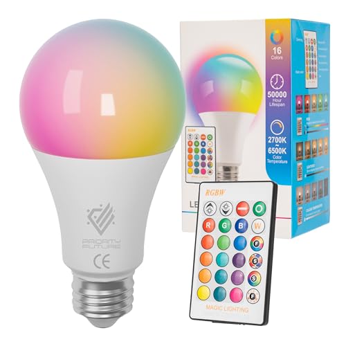 Lampadina LED RGBW con Telecomando – Lampadina E27 16 Colori, Modalità Luce Dinamica, 2700K-6500K