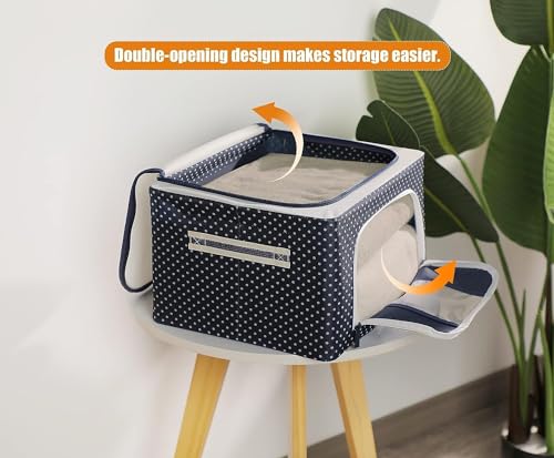 Image of Clothes Storage Box Wardrobe Organizer For Clothes 24 Liter Foldable Steel Frame Clothes Organizer Storage Box For Wardrobe, Saree, Shirts, And Blankets Pack Of 1