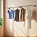 Wall Mounted Clothes Rack 60in, Industrial Pipe Wall Mount Clothing Rack,Heavy Duty Iron Garment Rack Bar for Laundry Room, Closet Storage, Multi Purpose Hanging Rod,Black