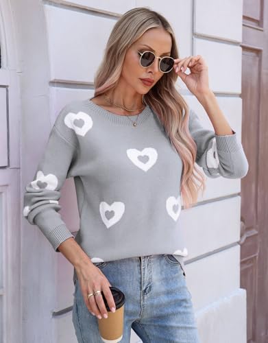 Image of Women's Pullover Sweaters Cute Multi-Hearts Knitted Casual Sweater