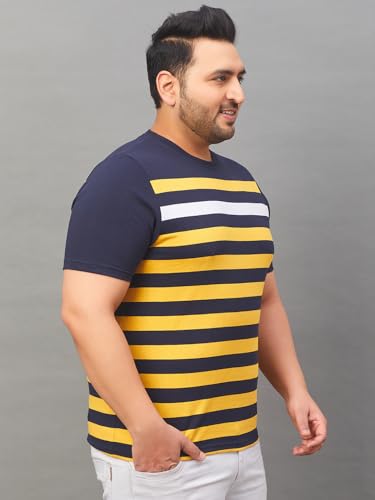 Image of AUSTIVO Men's Plus Size Half Sleeve Striper T-Shirt 191A