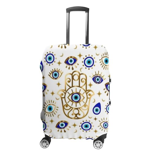 Turkis Evil Eyes Gold Print Luggage Covers Stretchable Anti Scratch Luggage Cover Suitcase Covers Durable Baggage Cover for Suitcase Decorated Accessories M