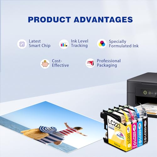 KINGWAY LC223 Ink Cartridges Replacement for Brother LC223 Ink Compatible with DCP-J4120DW MFC-J5625DW MFC-J5320DW MFC-J4625DW MFC-J4620DW MFC-J5720DW MFC-J480DW MFC-J5620DW MFC-J4420DW, 4 Pack - Image 4
