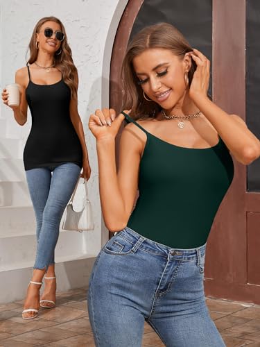 ATTRACO Ladies Camisoles Cami Tank Tops Cotton Layering Shirts Black Green XL - Thumbnail 7