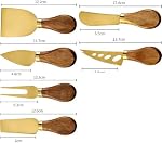 6 Piece Cheese Knives Set with Wooden Handle, Mini Steel Stainless Cheese Knife Set for Charcuterie anCheese Spread, Perfect for Cheese Slicer and Butter Cutter (Acacia Wood-Gold Box)