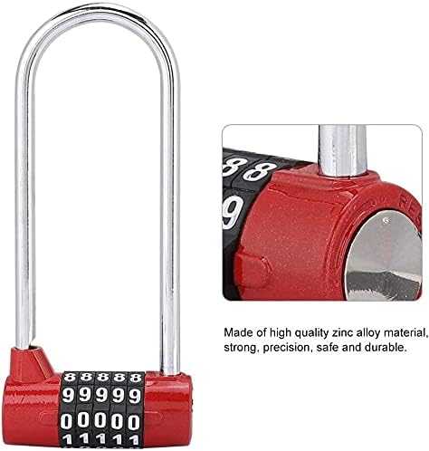 luggage locks,padlock, 5 Digit Dial Combination Password Code Lock, Extra Long, Suitable for Suitcases, Cabinets, Gym, Bicycle, Toolbox Combination Padlocks, Silver