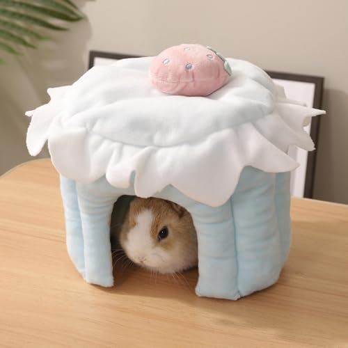 Cama cueva de hámster cálida y casa de invierno para mascotas pequeñas como cobayas 6