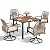 MELLCOM 5 Pcs Outdoor Dining Set, 4 Swivel Rattan Chairs with Thick Cushions & Square Dining Table with Umbrella Hole, Patio Furniture Set for Porch, Garden, Backyard, Poolside, Deck, Beige