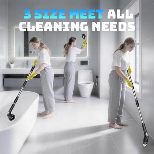 Image of Electric Spin Cleaning Brush, Comes with 7 Reusable Brush Attachments & Adjustable Extension Handle