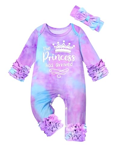 Image of Queenstyle Newborn Baby Girl Clothes Long Sleeve Romper Jumpsuit Cute Infant Girl's One-Piece With Headband