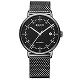 BOCCIBAOCHICN Men's Mechanical Watch Automatic Water-Resistant Mens Wristwatch Luxury Brand Student Bauhaus Style Wristwatch Genuine Black (All-Black Steel Bracelet)