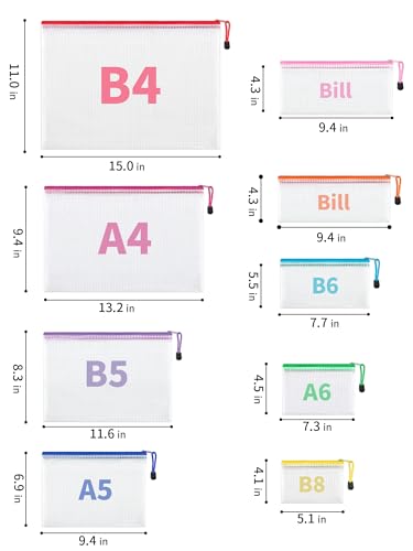 Jarlink OP540-18 Pack 8 Sizes Mesh Pouch, 9 Colors, Waterproof Zipper File Bags Document Multipurpose Travel Bags thumb #1