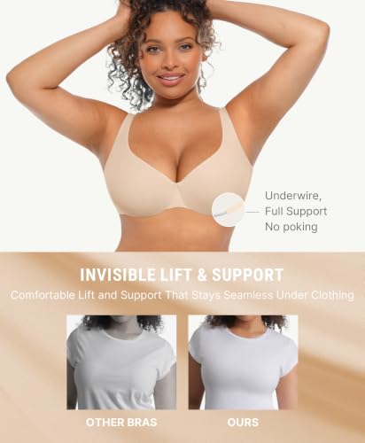 Image of FeelinGirl Women's Unlined Bras Underwire Comfort Full Coverage Tshirt Bras
