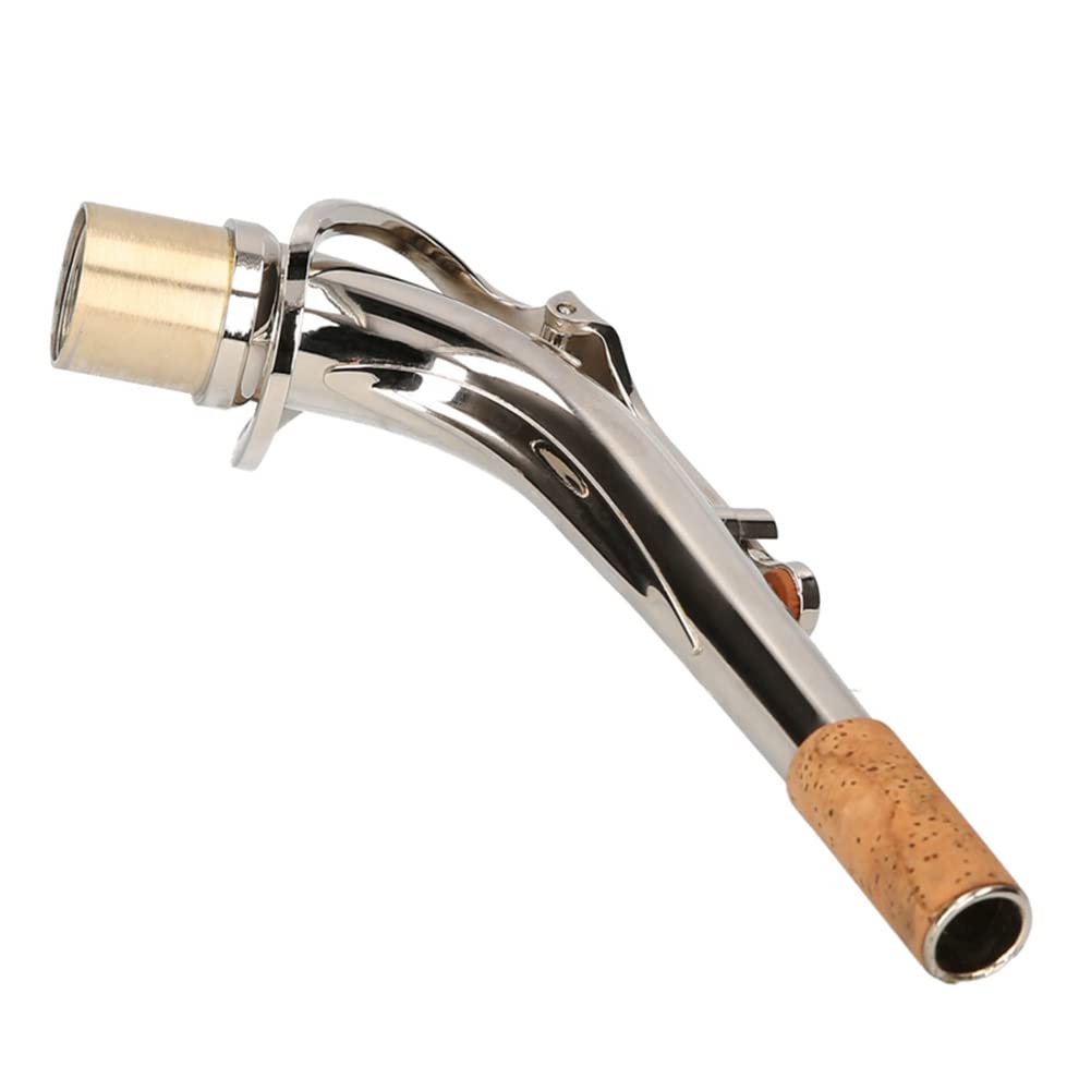 SaxofóN Alto con Cuello Curvado, Material de LatóN, SaxofóN, Instrumento de Viento de Madera, Accesorio de 2,5 Cm, Plateado