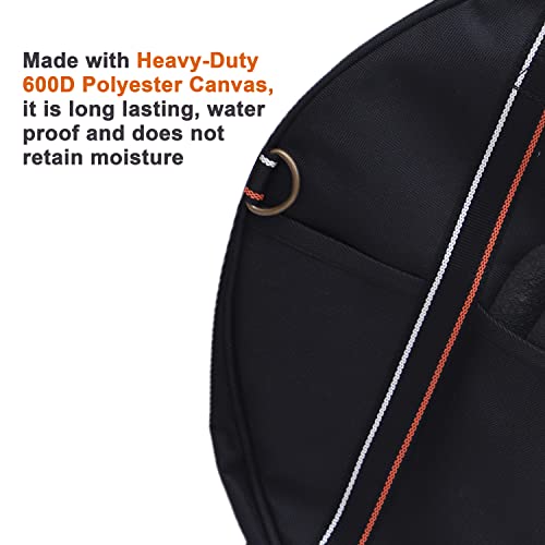 Image of EV Charging & Jumper Cable Storage Bag, Organizer 6 Pocket Handmade Carry Bag - 15x15x4 Inch Waterproof Ballistic Polyester Oval Bag, Cords, Small Tools, For Motor Vehicles