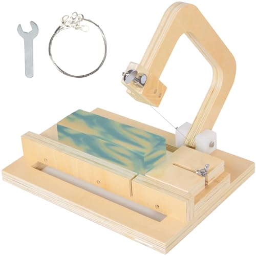 Cortador de jabón de madera para la fabricación de jabón, herramienta de corte de jabón de alambre ajustable para velas de corte de pan hecho a mano de corte de queso en rodajas