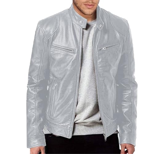 Veste en cuir pour homme coupe-vent contre le froid automnal