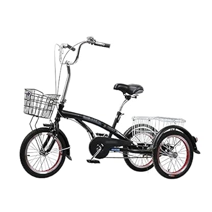 16-Zoll-Dreirad für Erwachsene mit Einkaufskorb, 3-Rad-Cruiser-Fahrrad für Freizeit, Einkaufen, Picknicks, Training, Herren- und Damenpicknick, Radfahren, Treten (schwarz) – Bild 3
