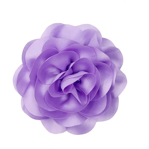 Image of Dainty Fabric Rose & Camellia Flower Oversized Brooch Pins & Hair Clip - Large Lapel Pin, 4.3in /7.5in