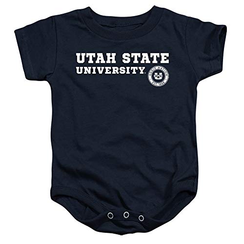 Utah State University Official Block Text Unisex Infant Snap Suit for Baby,Navy, 6 Months
