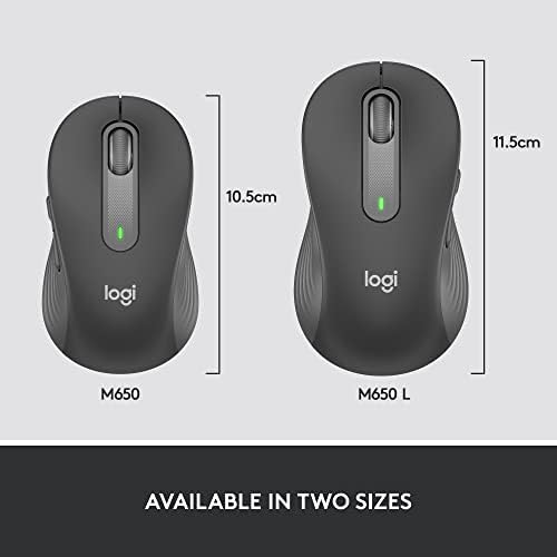 Logitech Signature M650 Mysz bezprzewodowa - małe i średnie dłonie, 2-letnia żywotność baterii, ciche kliknięcia, programowalne przyciski boczne, Bluetooth, PC/Mac/wiele urządzeń/Chromebook - Grafit