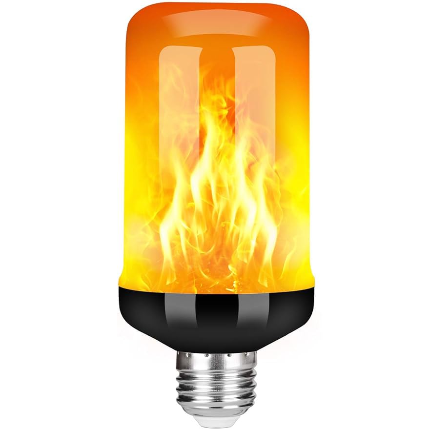 LED Flame Light Bulbs E26 Flickering Light Bulb with Upside Down Effect 4 Modes Fire Light Bulb for Halloween, Christmas Decorations, Party, Outdoor, Indoor (1, Yellow)