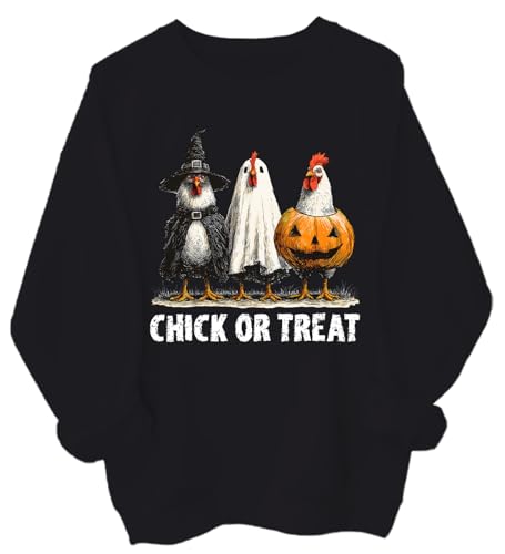 Retro Chick Or Treat Halloween Chicken Sweatshirt, Halloween Chicken Hoodie