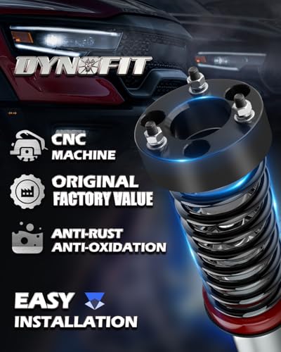 Image of Dynofit 2in Leveling Lift Kit for Dodge Ram 1500 4WD (2006-2026), Aluminum Strut Spacers Raise 2 Inches Front Suspension for Ram1500 4x4