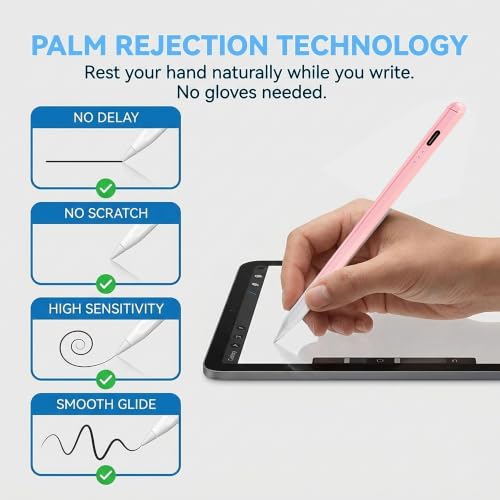 Image of Stylus Pen for iPad 2018-2026, 3X Fast Charging iPad Pencil with Palm Rejection & Tilt Sensitivity, Apple Pencil Alternative No Bluetooth Required Compatible with iPad Pro Air Mini