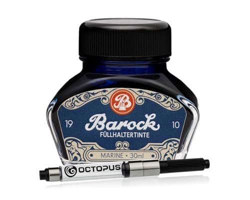 Barock 1910 Schreibtinte für Füllhalter Marine mit Konverter, 30 ml, blau