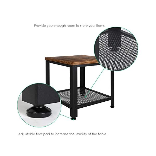 TomCare End Table 2-Tier Side Table with Storage Shelf Small Tables Living Room Square Coffee Table Nightstand Metal Frame Bedside Table Multipurpose for Home Office Living Room Bedroom - Image 4