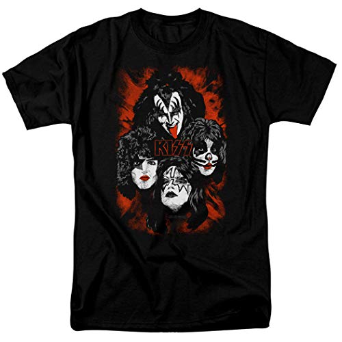 KISS Band Members Painted Faces Rock and Roll Music T Shirt & Stickers (Large) Black