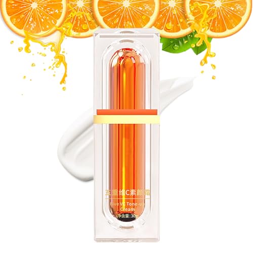 Crema de maquillaje con vitamina C, crema de color corrector CC, corrector de color, corrector iluminador, crema hidratante de cinco vitamina C, resistente al agua y de larga duración para todos los