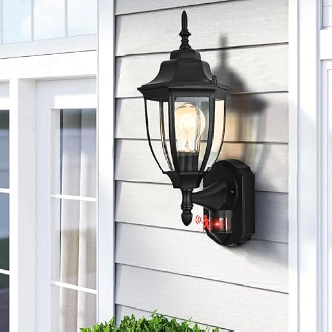 Porch Lights Outdoor Motion Sensor Wall Sconce Anti-Rust Aluminum, Exterior Outdoor Wall Lights Dusk to Dawn Porch Light Fixture Wall Mount for House Outside Patio
