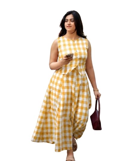 Women's Cotton Sleeveless Short Top with Skirt Set A-Line Maxi Dress | Ethnic Fusion Long Dress-picture-51
