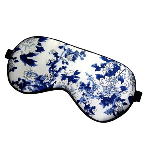 Antifaz Para Dormir Seda Mascarilla for dormir seda Natural de morera, suave venda for los ojos, mascarilla for dormir for viajar en casa, ayuda for dormir, cubierta for ojos saludable(Blue Flower)