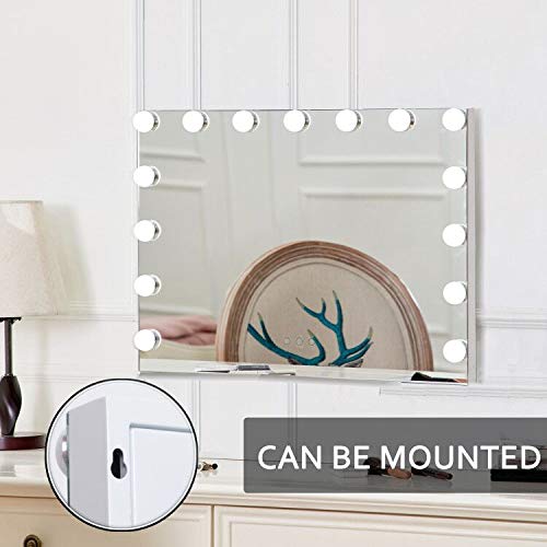 Tevise Makeup Vanity Mirror With Lights, Professional Hollywood Style Smart Touch Design, Dimmable Bulbs In 3 Color Tone Modes, Usb Charging Port, 23" W X 18" H, White #TOP6