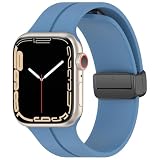 [SCINYMC] 磁気アップルウォッチ バンド コンパチブル Apple Watch バンド46mm 49mm 45mm 44mm 42mm 、シリコーンApple Watch Band 、女性男性用 アップルウォッチ iWatch Ultra2 Ultra SE2 SE シリーズ 10 9 8 7 6 5 4 3 2 1 に対応 、運動 軽量 耐久性 防汗（青）