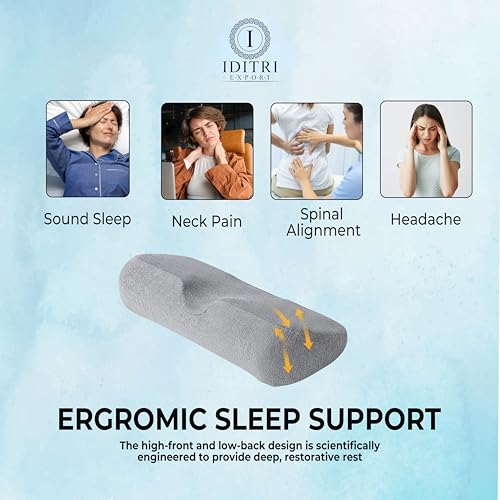 Image of Graphene Memory Foam Pillow, Ergonomic Cervical Neck Support, Breathable Mesh Fabric, Machine Washable Cover, Invisible Zipper, Relief for Pain and Spinal Stress,45 x 19 x 10 cm
