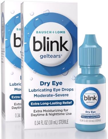 BLINK GelTears Eye Drops for Dry Eyes,Moisturizing,Soothing for Moderate to Severe Dry Eyes,Instantly Soothes,Moisturizes & Provides Long-Lasting Hydration-for Day/Night Relief,0.34 Fl Oz (Pack of 2)