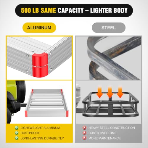 Nilight Aluminum Hitch Cargo Carrier 60" x 22" x 3.25" inclu. Ratchet Straps & Stabilizer, 500 lbs Cargo Basket for 2" Receiver, Lightweight Rust Resistant Rear Luggage Rack for SUV Truck by Nilight - Used condition - Image 4