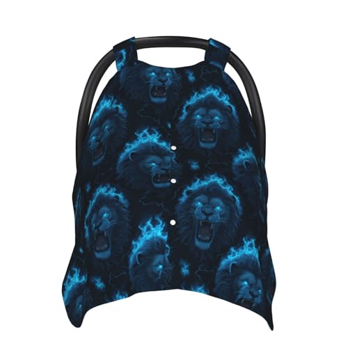 Housse de siège auto bébé lion bleu couverture allaitement polyvalente
