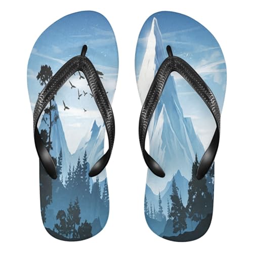 Nander Beautiful Mountain Scenery Sandal Flip Flops of Men's & Women's,Beach Slippers Flip Flops Shower Shoes