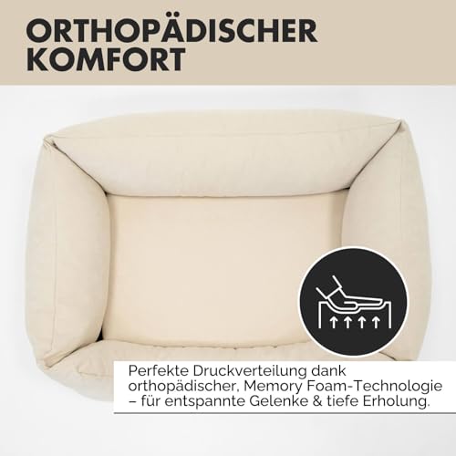 PAW WOW Emma Hundebett | Orthopädisches Hundebett | Hundekörbchen für kleine und mittelgroße Hunde (Beige, 85x65cm)