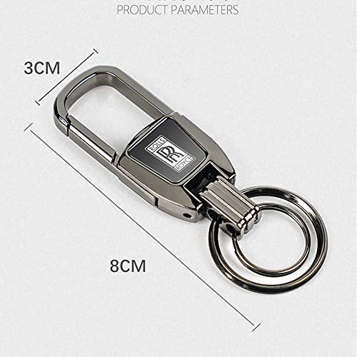 JJRY Car Keychain for Rolls-Royce Ghost Phantom Cullinan Wraith Keyring Car Key Chain Holder Car Accessories,gun black