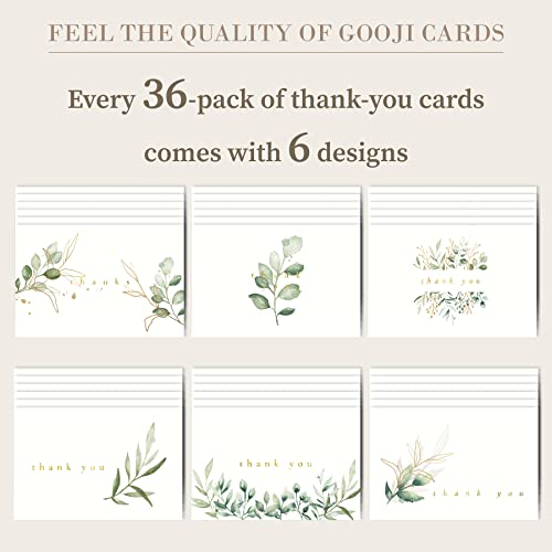 Gooji 4X6 Golden Greenery Thank You Cards With Envelopes (Bulk 36-Pack), Matching Peel-And-Seal Envelopes | Wedding Thank You Cards, Bridal Shower Thank You Cards, Birthday Party, Baby Shower, Blank Notes Small Business Box Assorted Stationary Personalized #TOP2