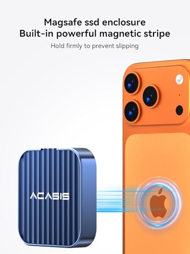 ACASIS 10Gbps Magnetic M.2 NVMe SSD Enclosure with 4K ProRes Recording M.2 EnclosureCompatible iPhone 17/16/15 Pro/Pro Max Magnetic SSD Enclosure with Aluminum for Video Editor/Blogger/Videographer — view 3